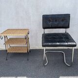 Wicker lyre side table