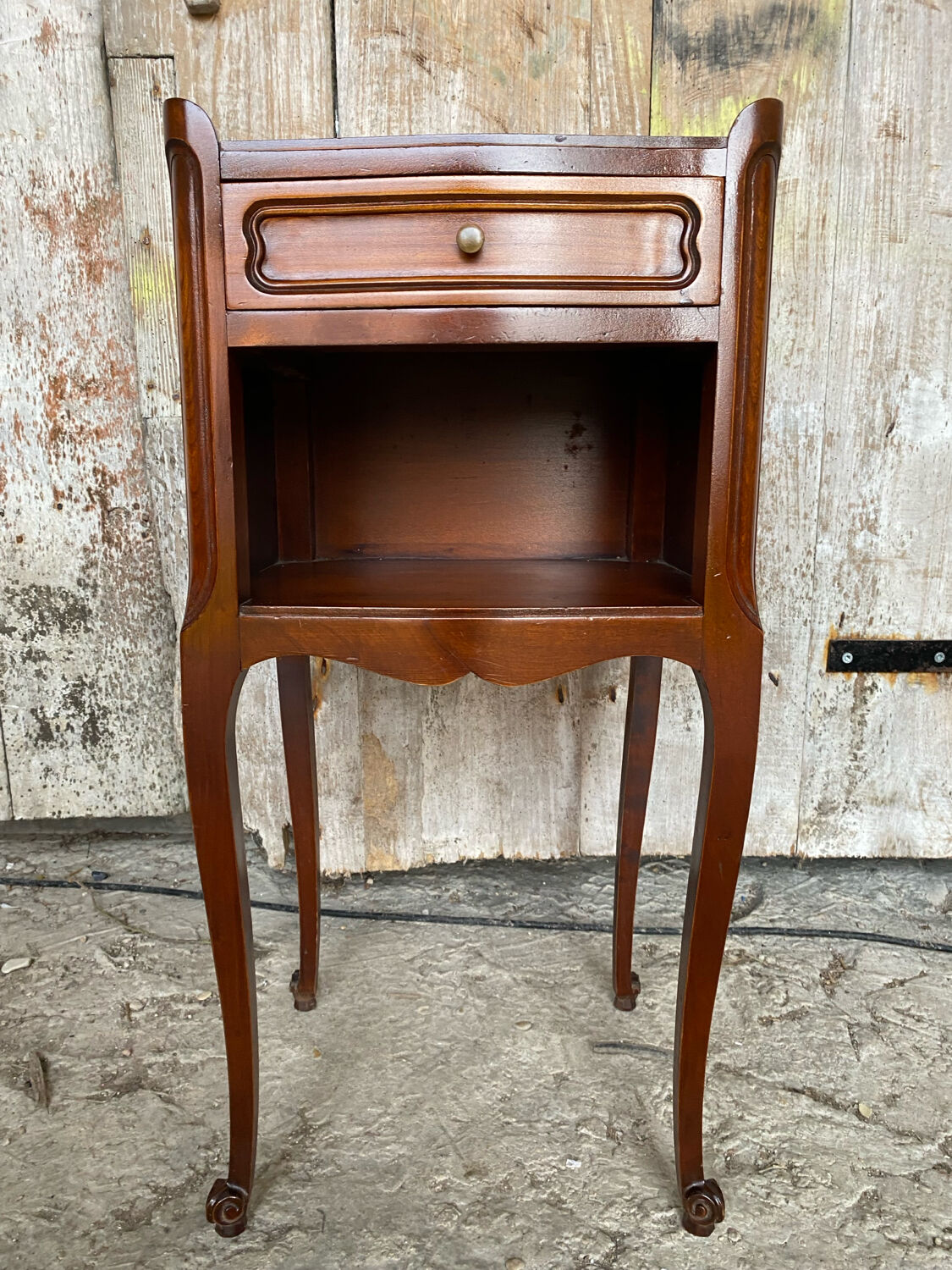 Antique Nightstand Louis XV Style Wood 3 Drawers + Vintage Case #