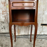 Antique Nightstand Louis XV Style Wood 3 Drawers + Vintage Case #