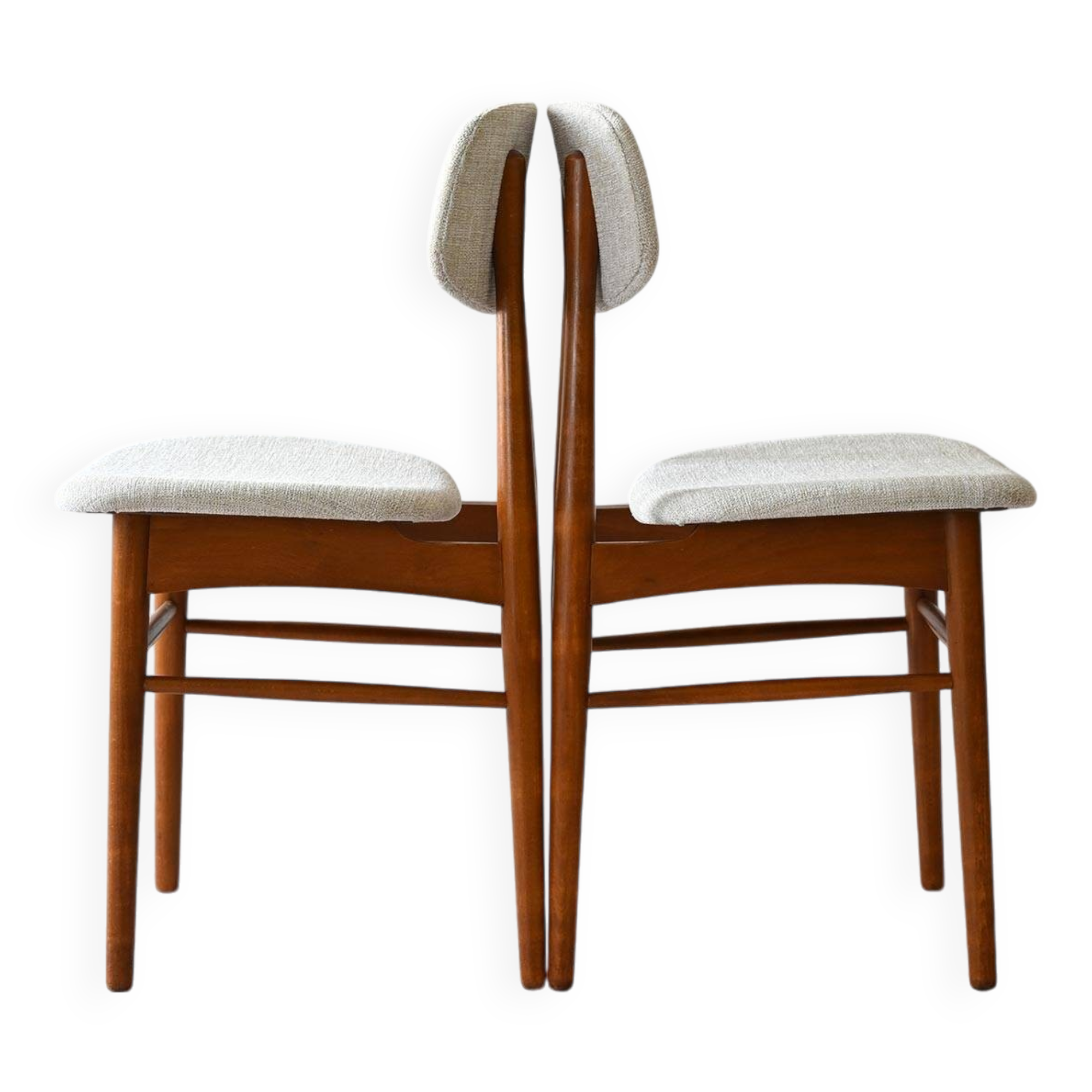 Pair of Scandinavian chairs in wood and fabric