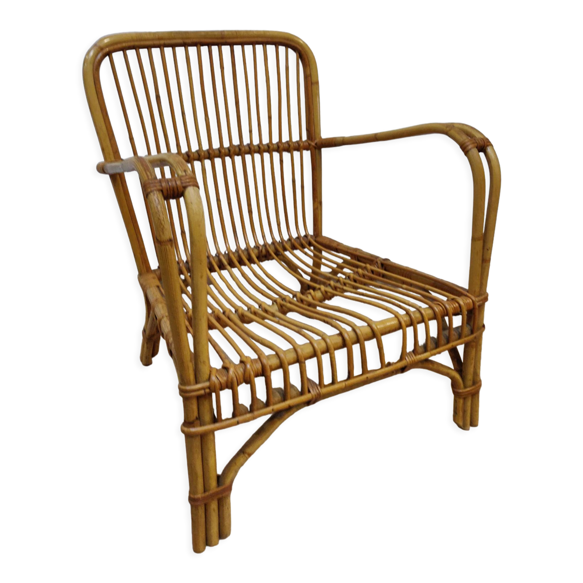 Vintage rattan armchair 60s