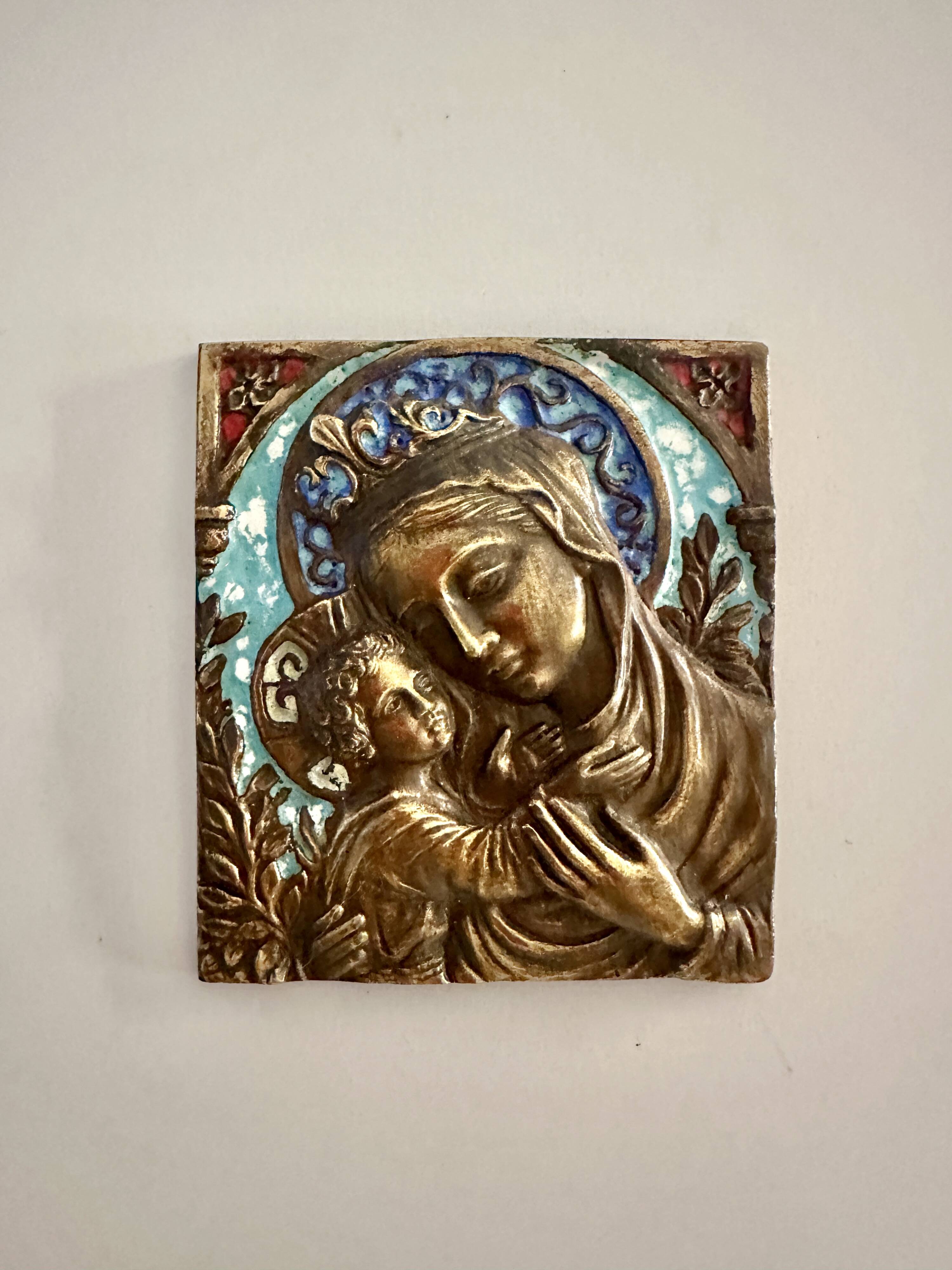 Virgin and Child enamelled bronze
