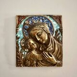 Virgin and Child enamelled bronze