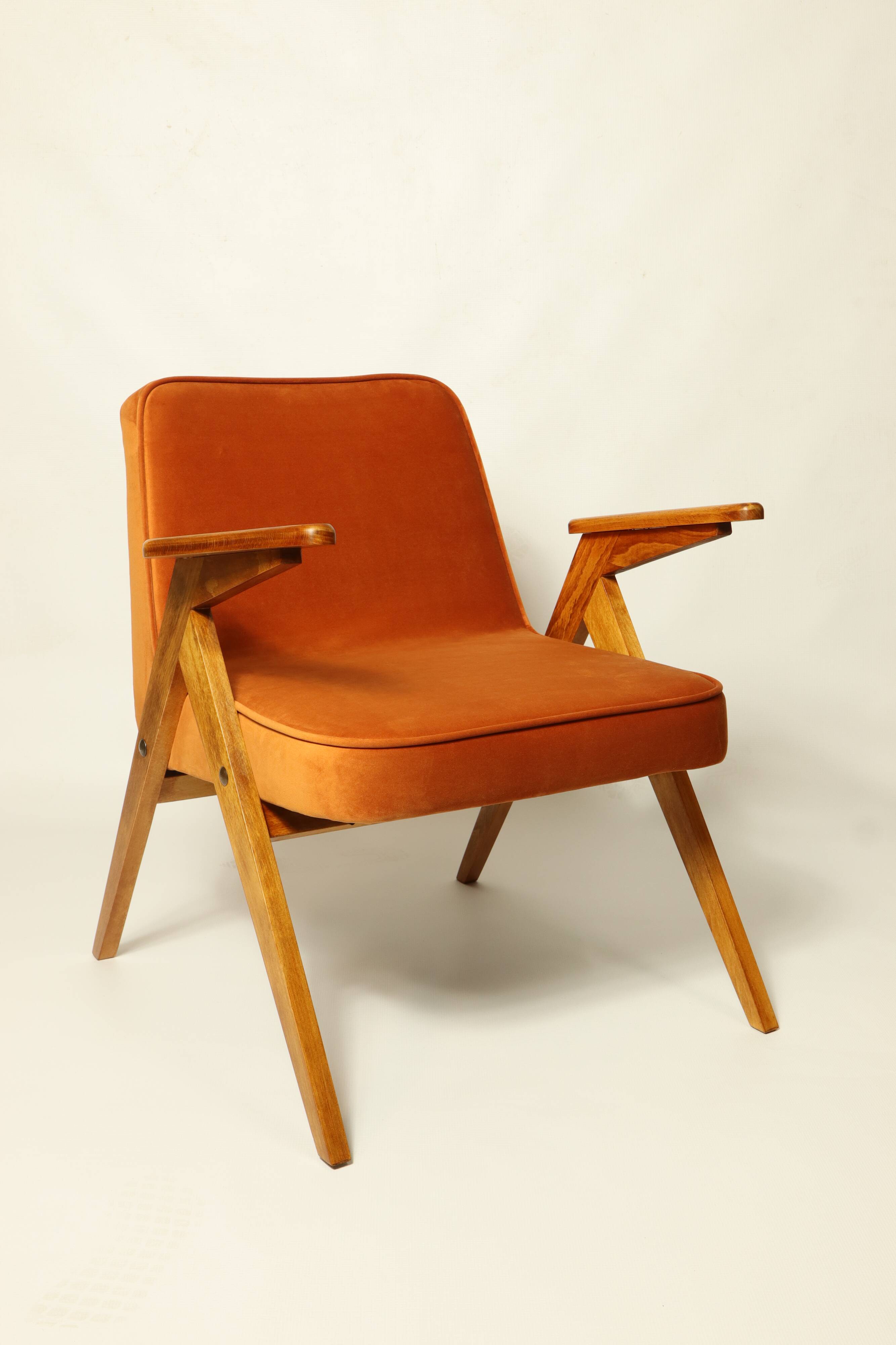 Fauteuil Lounge Vintage Burt Orange par J. Chierowski, 1960, Design Scandinave