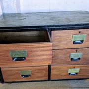 Workshop furniture with drawer units.