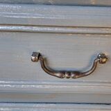 Solid wood chest of drawers painted gray and patinated silver 1940 with 3 drawers