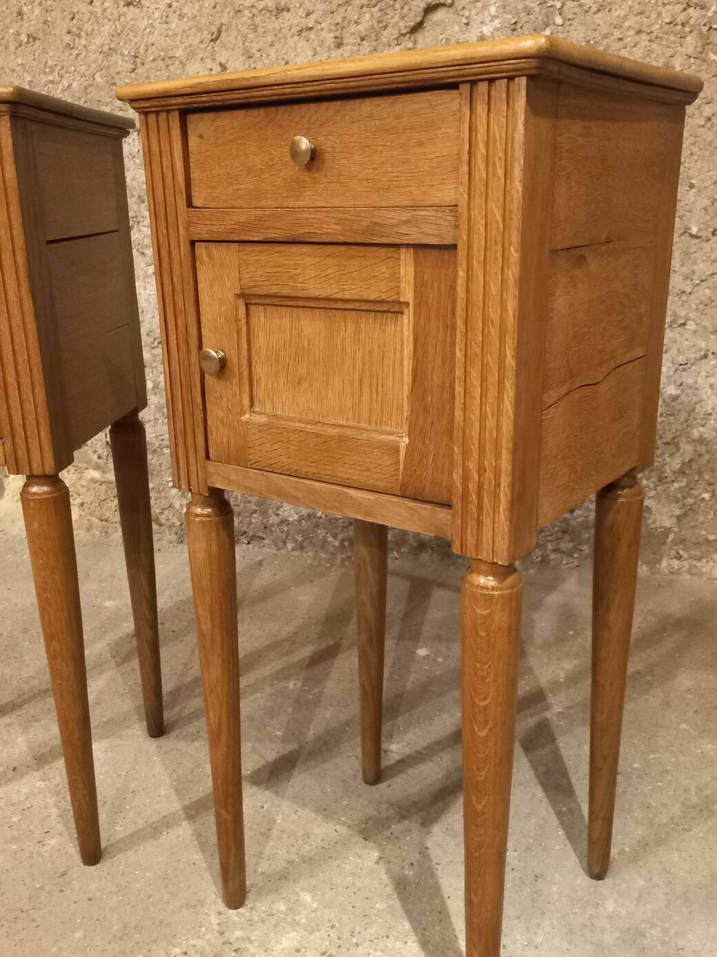 Paire table de chevet chêne massif art deco années 30/40