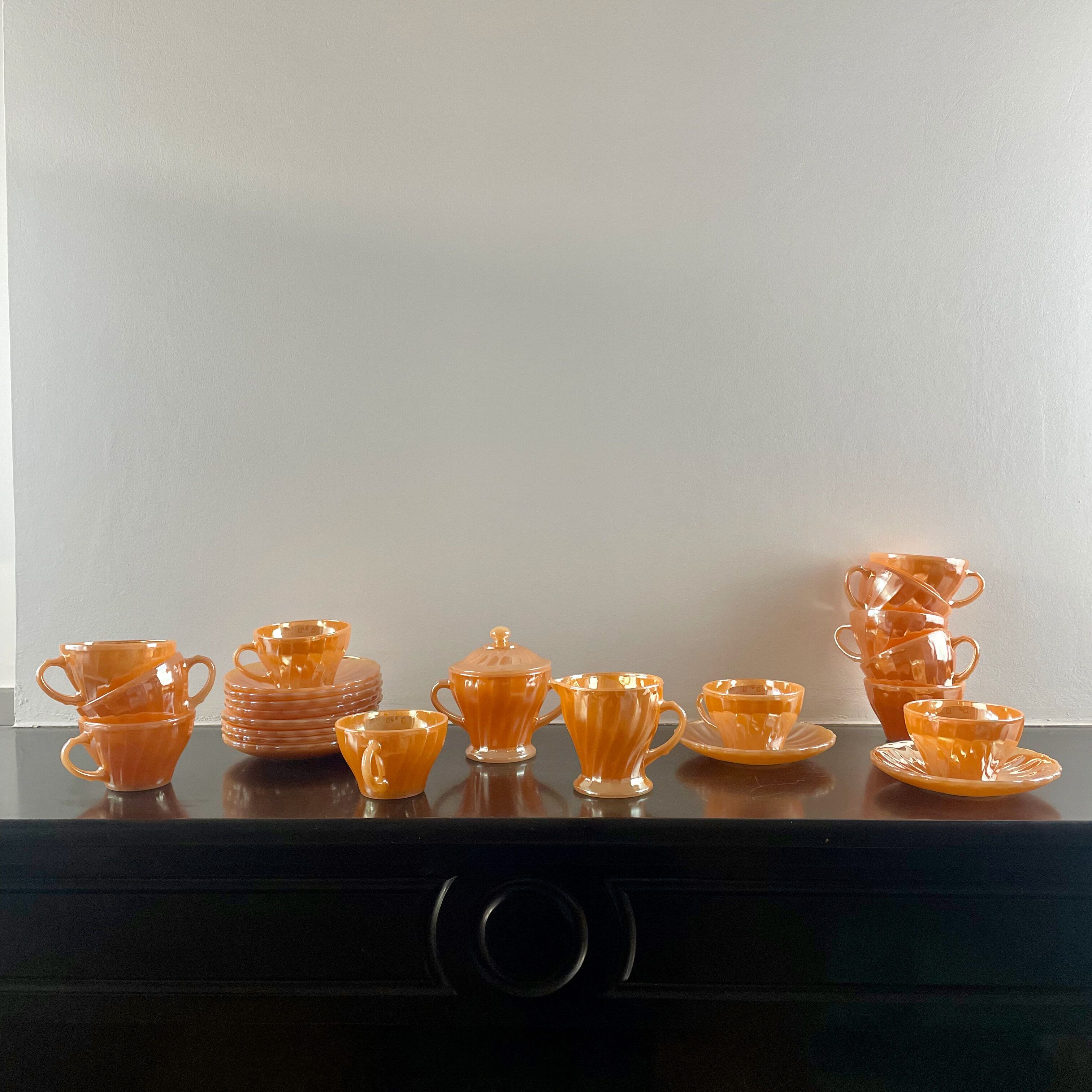 Anchor Hocking Pearl Orange Tea/Coffee Service