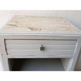 50's wooden and light marble bedside