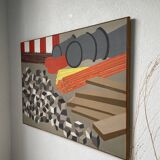 Abstract construction site work canvas