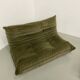 Vintage 2 and 3 seater green velvet togo set