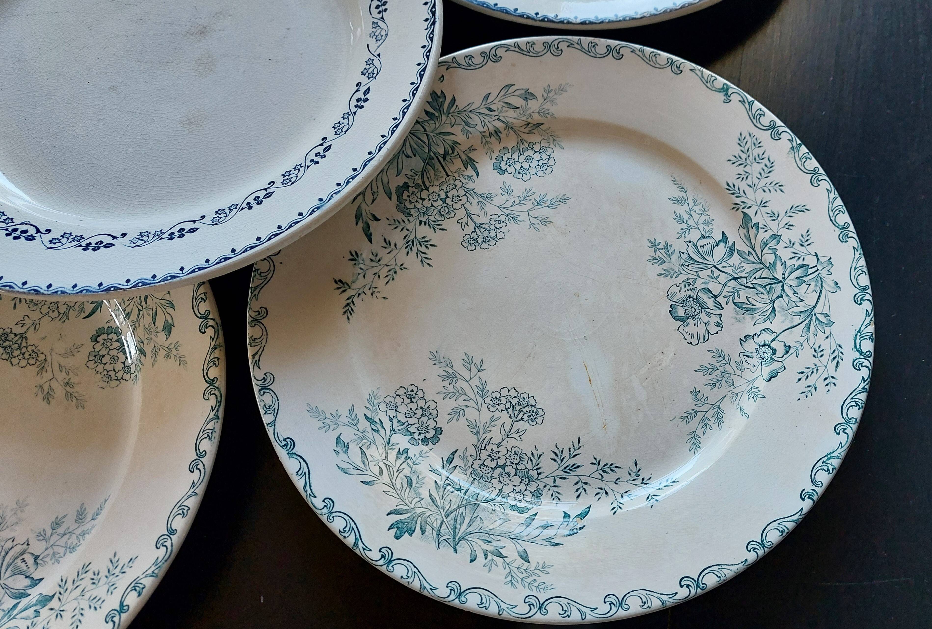 Iron Earth plates blue green tones mismatched lot