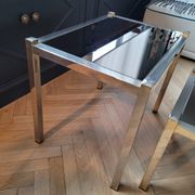 Nesting tables in gold/chrome metal and amber mirror