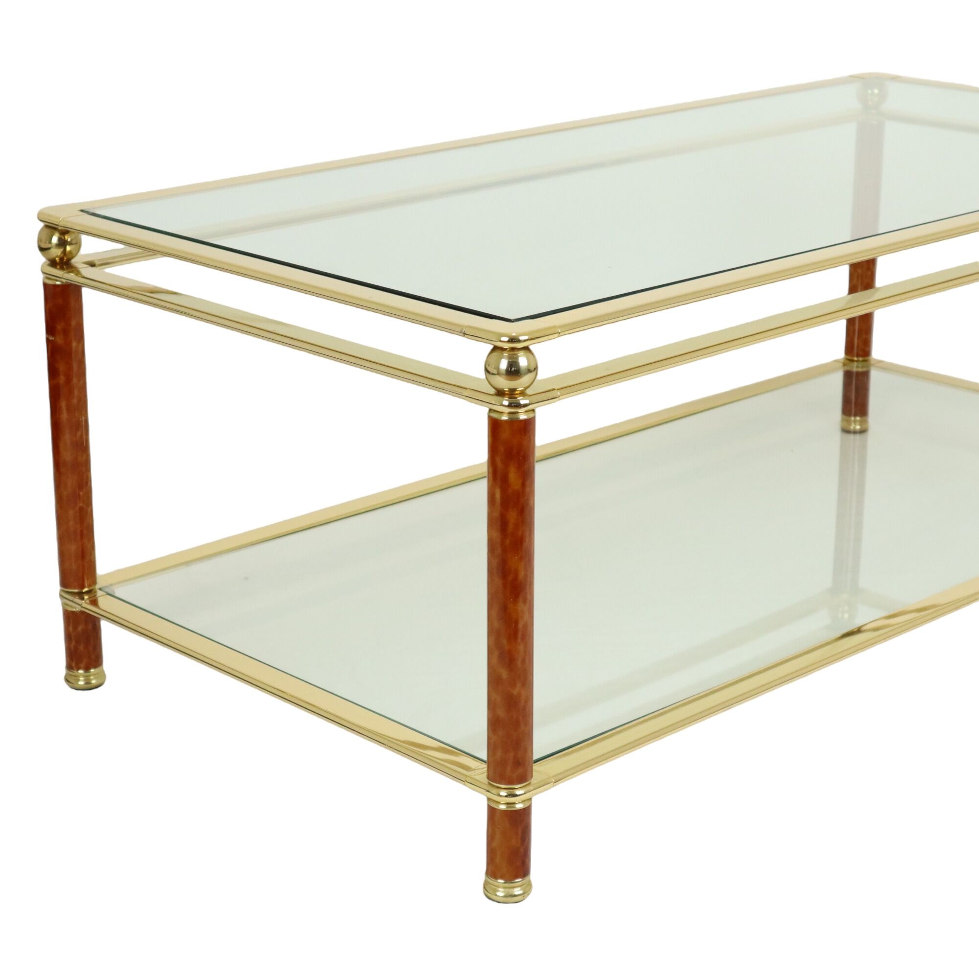 Coffee Table Italian Design Gold Plated Chrome Glass Orsenigo Hollywood Regency 120cm