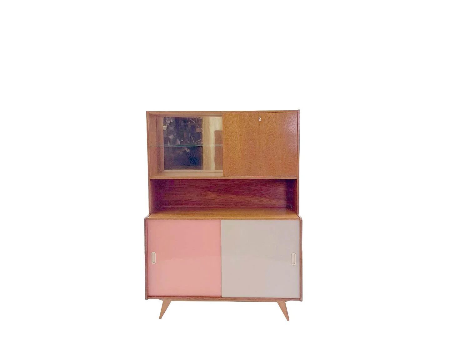 Vintage U-452 cabinet with display case and bar - Jiri Jiroutek