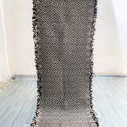 Zanafi Runner Rug, handmade Moroccan rug, flat Berber wool runner, geometric rug.
