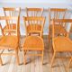Set of 6 bistro chairs in blond wood luterma 1950
