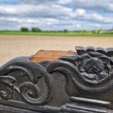 19th century black painted wooden folding screen