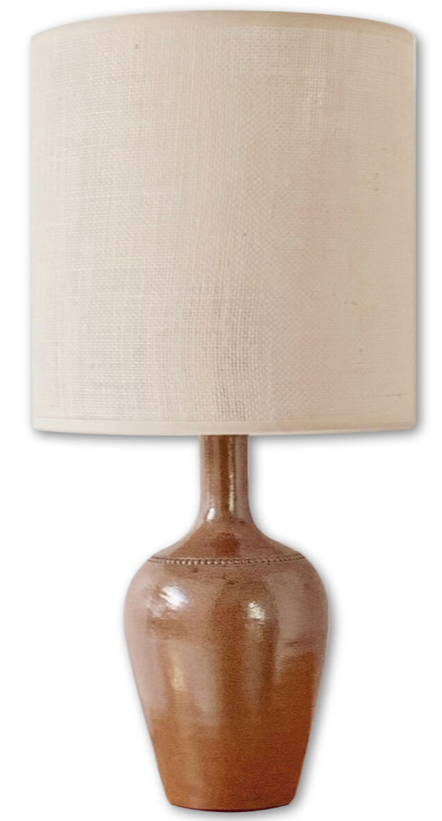 Stoneware and woven jute lamp