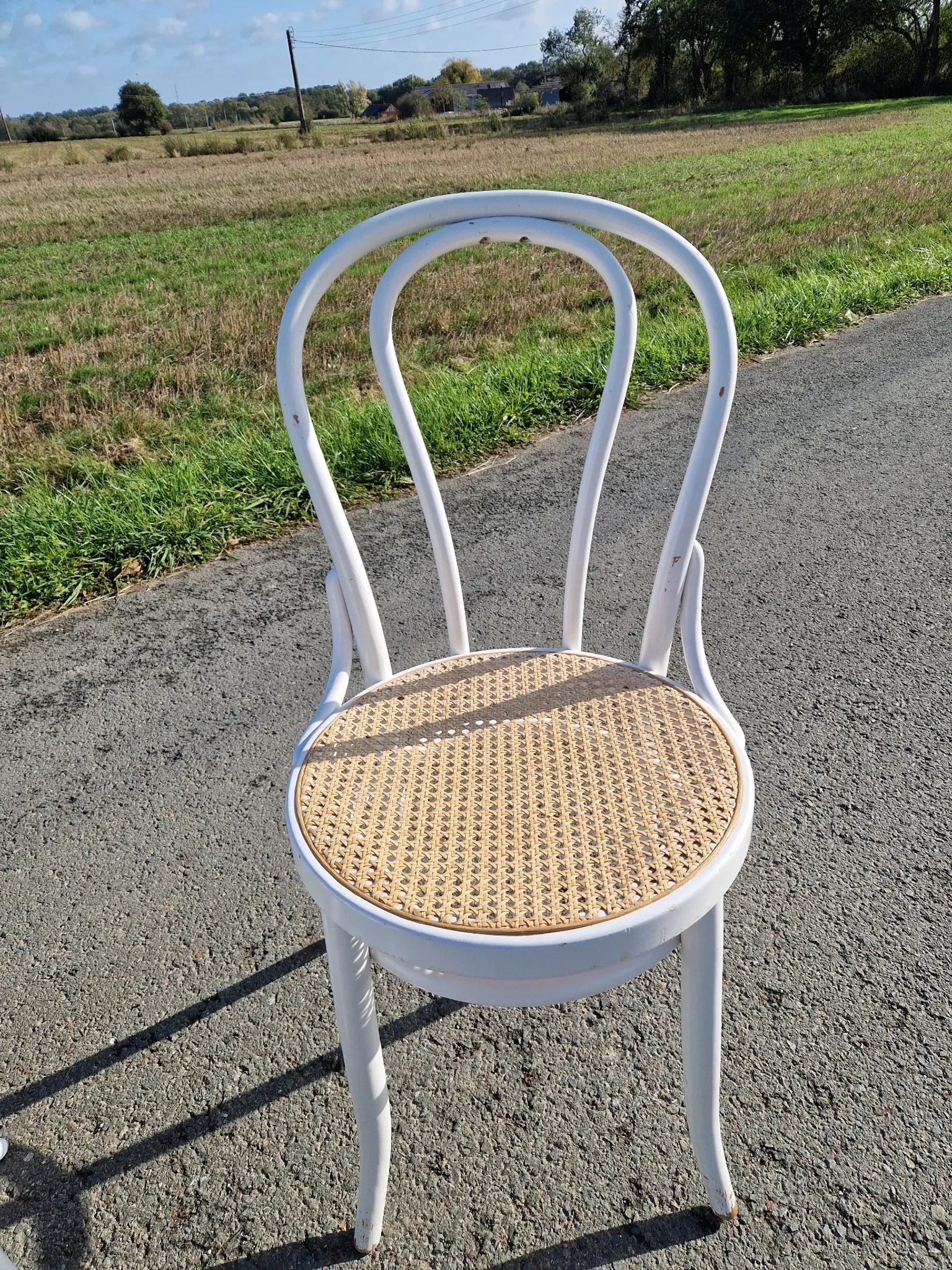 Lot de 4 chaises en bois tournés et cannage 