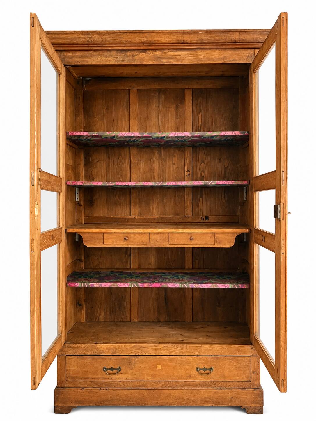 Large showcase library of a notary in solid oak from the late 19th century.