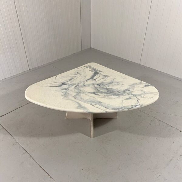 Table basse en marbre artificiel, table d'appoint, années 1980