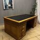 Large Desk "Banque De France" Oak and Leather Box Dish