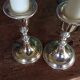 Pair of gold metal candle holders