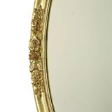Miroir ovale doré Deknudt style Hollywood Regency