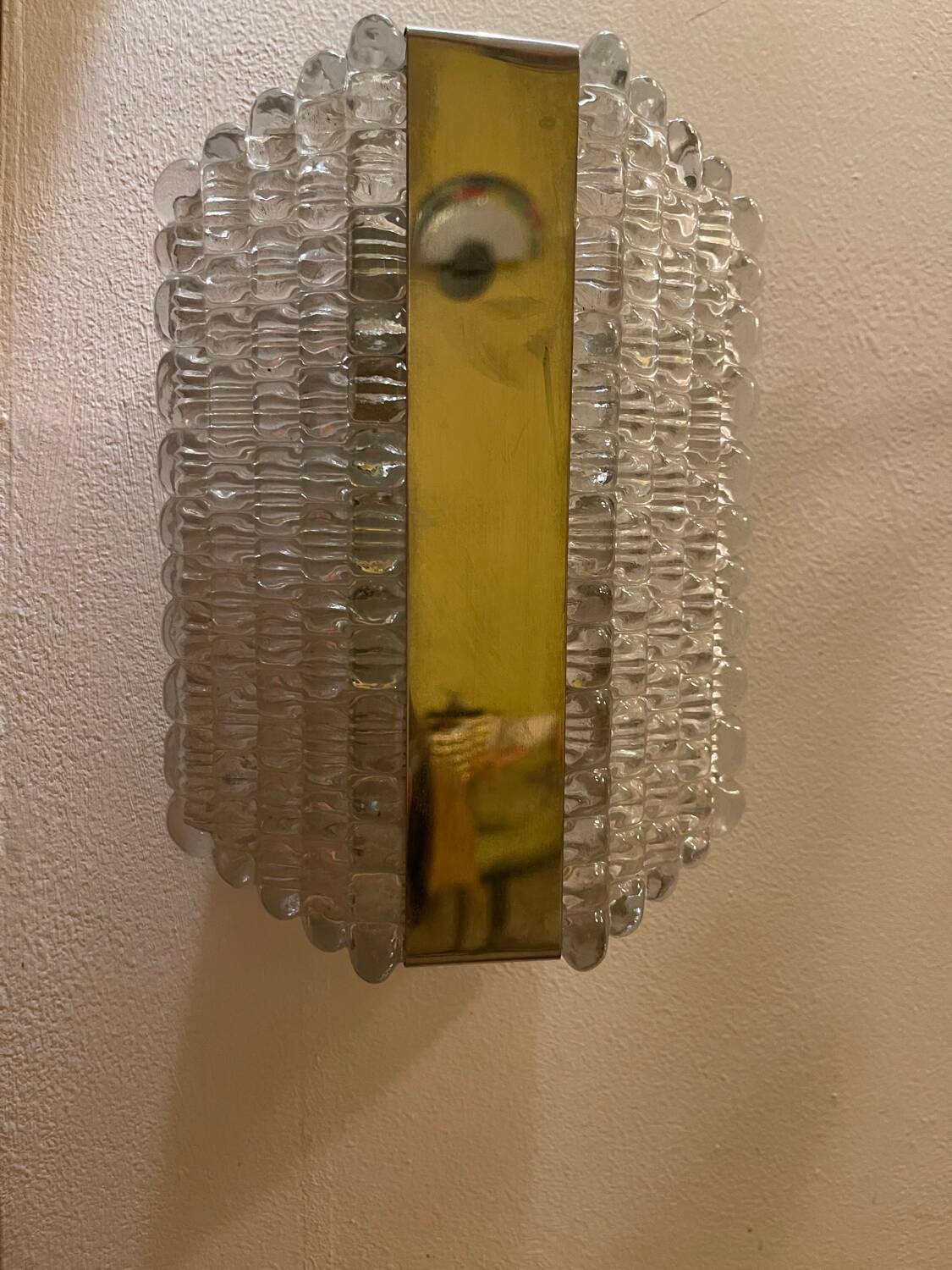 Kaiser Leuchten wall lamp ice glass 1970