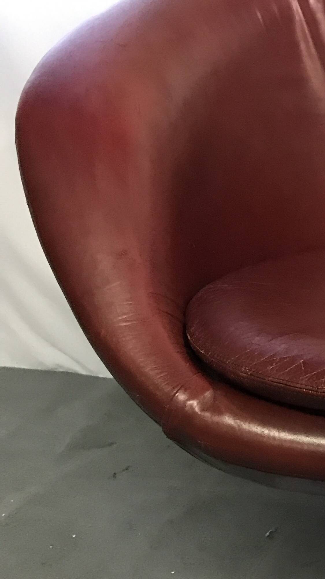 Red leather tulip foot chair