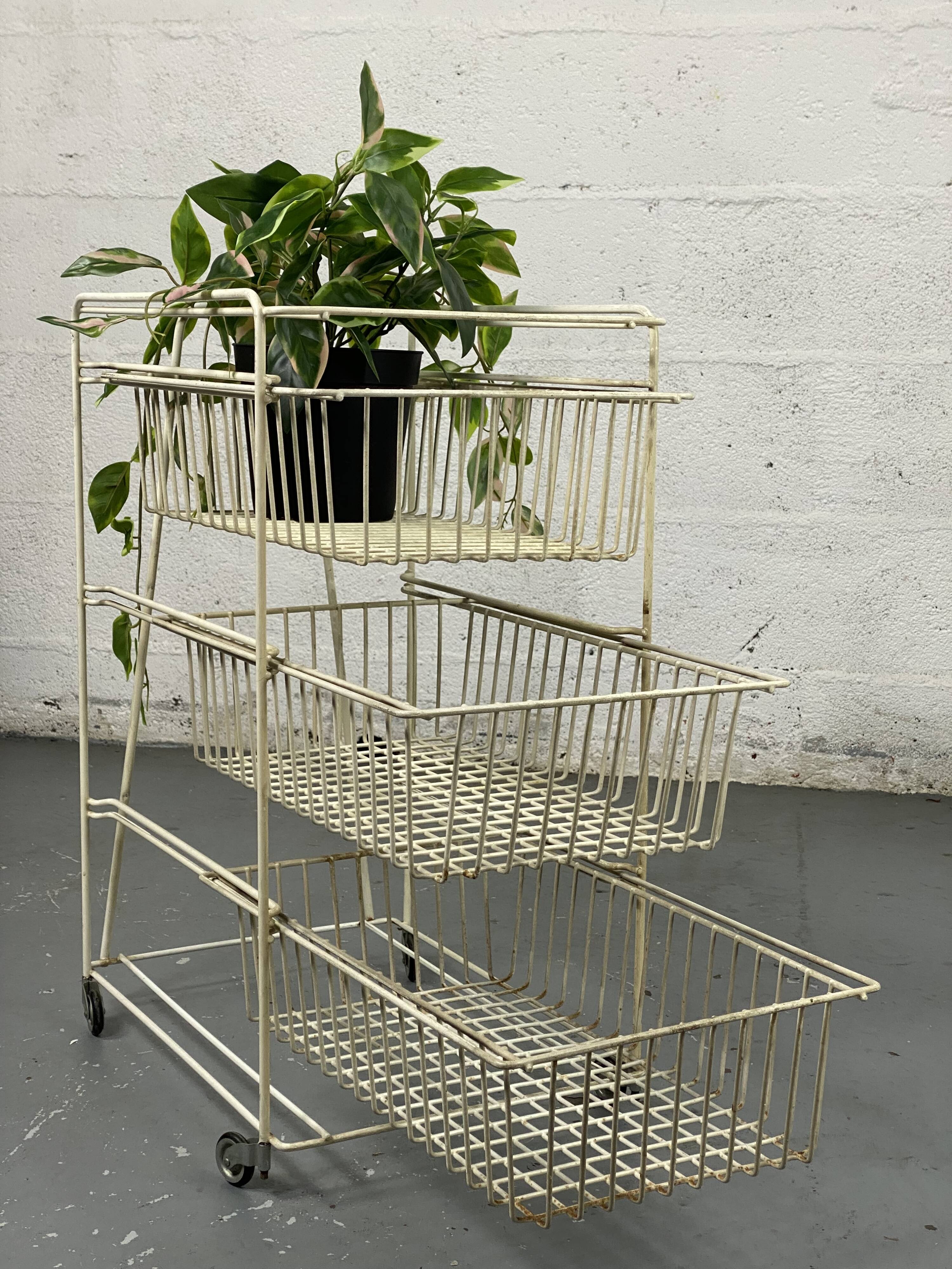 Vintage vegetable locker 3 baskets on wheels