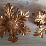 Pairs of golden foliage-style wall lights