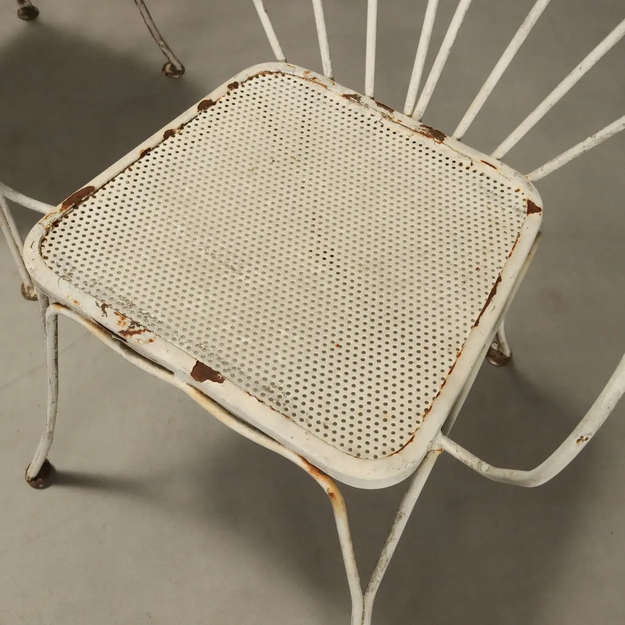 Vintage white lacquered iron garden chairs, Italy, 1950s