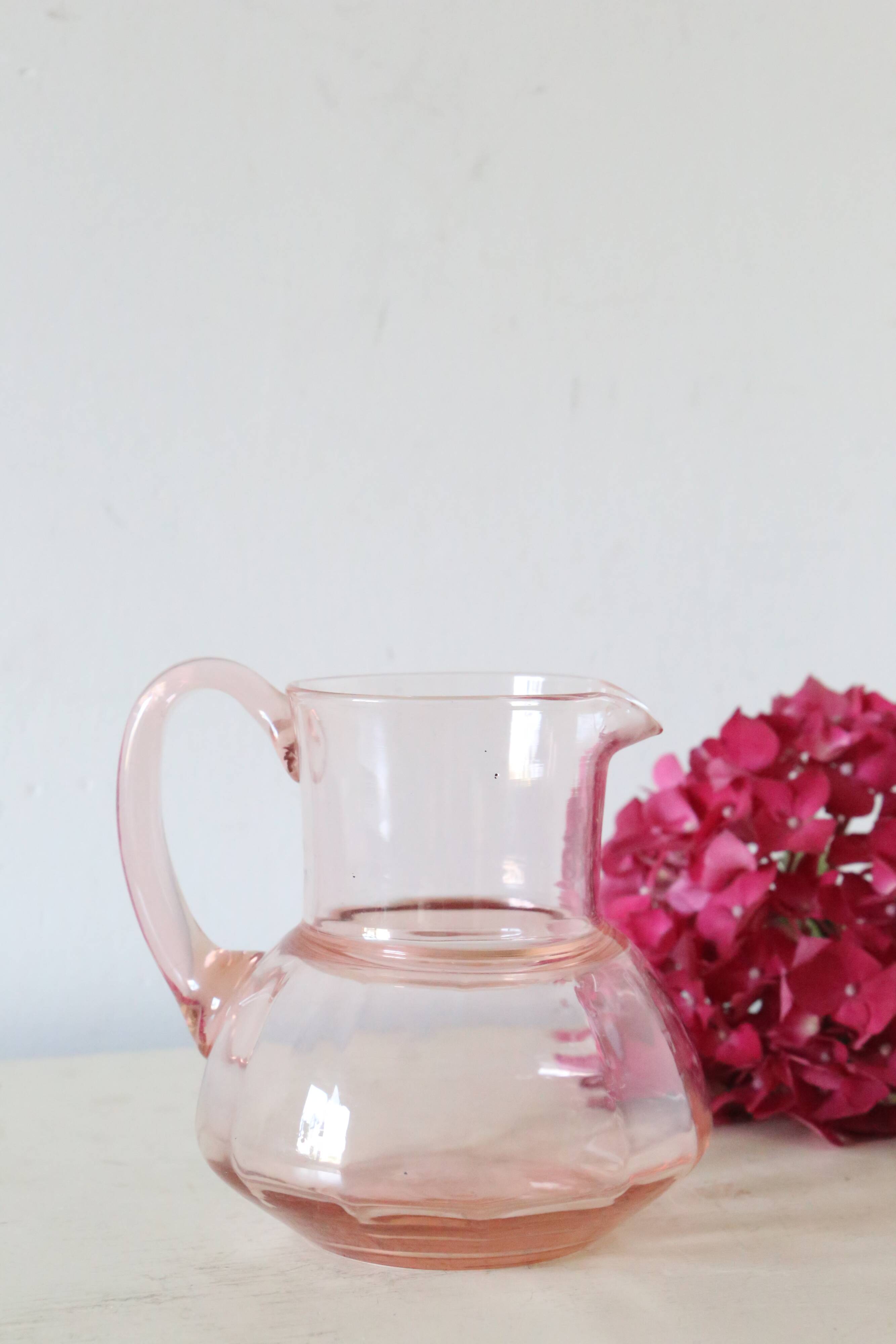 Antique pink glass pitcher