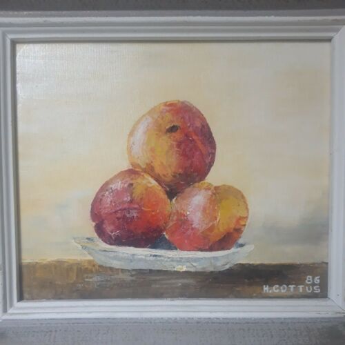 Signed still life with fruit framed painting