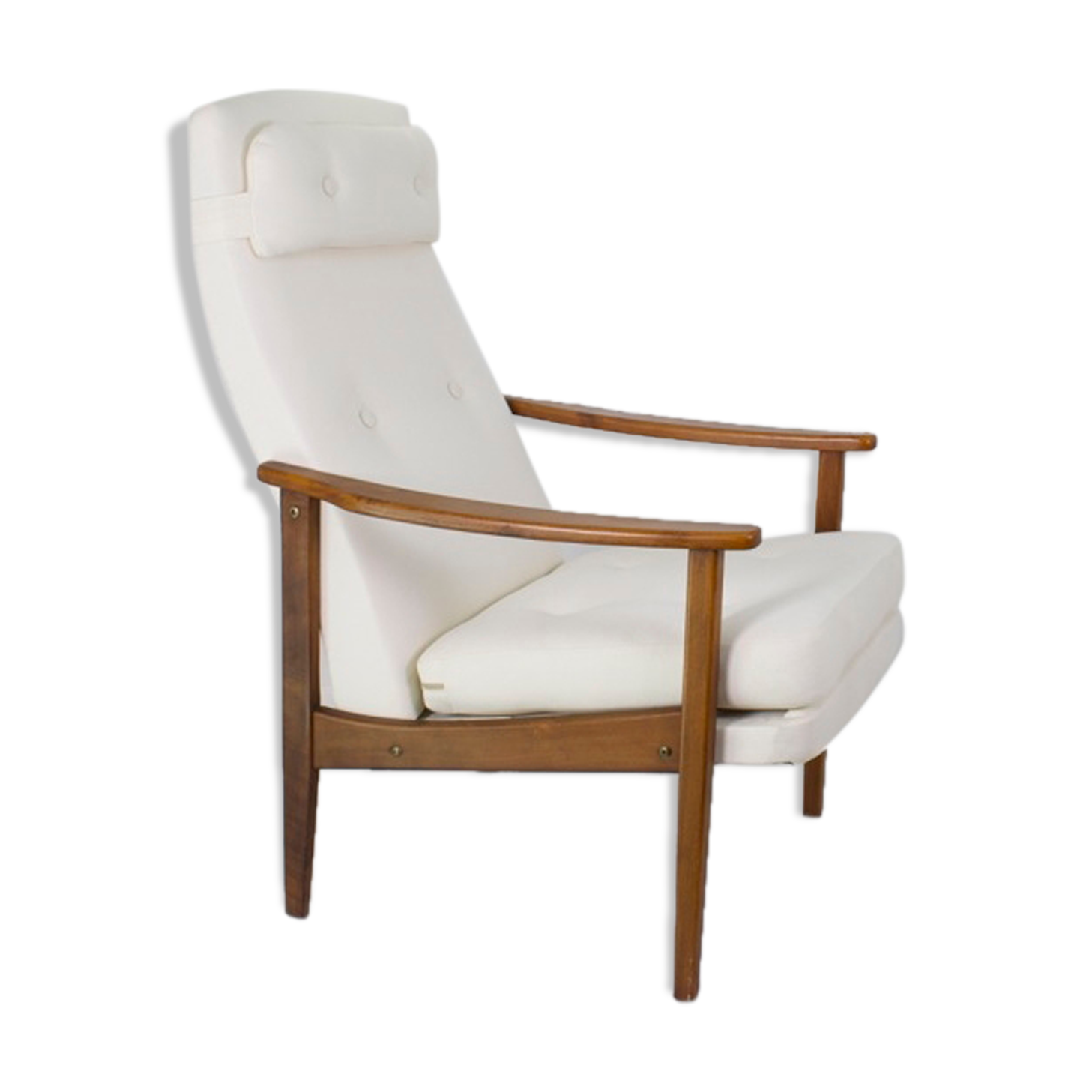 Scandinavian high back armchair from the 1960s adjustable headrest, restored
