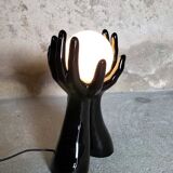 Black and white opaline hand lamp.