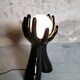 Black and white opaline hand lamp.