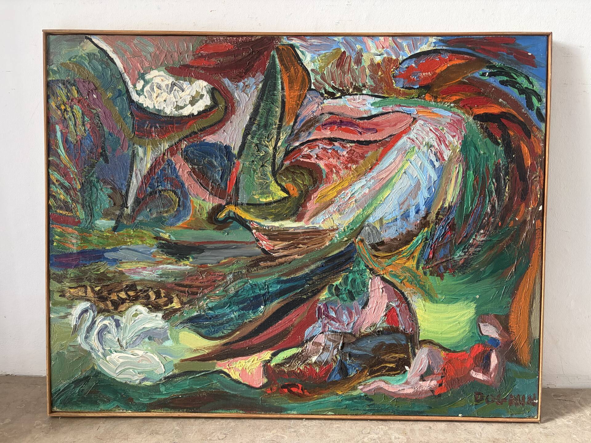 Abstract, oil on canvas signed Dognin