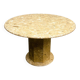 Round breccia marble pedestal table | 1980s vintage stone dining table | Postmodern