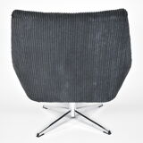 Mid-century armchair Shell, Deutsche Democratic Republic, DDR, 1960s, Black Cord, Chrome