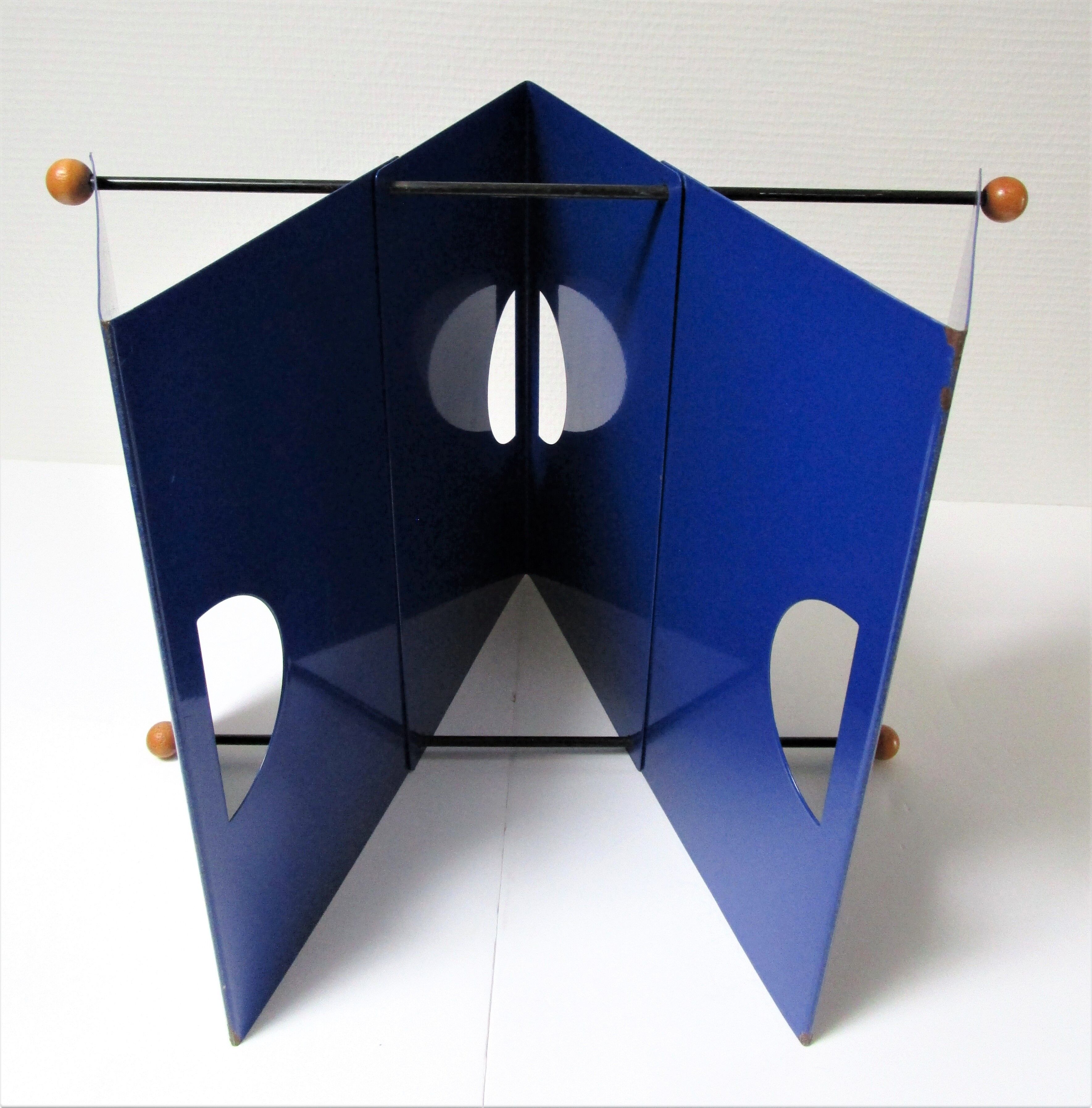Blue metal magazine holders design 80s