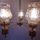Chandelier in gilded brass and brown smoked glass with 5 branches
