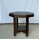 Pedestal table or small octagonal side table quadripod base with modernist spacer