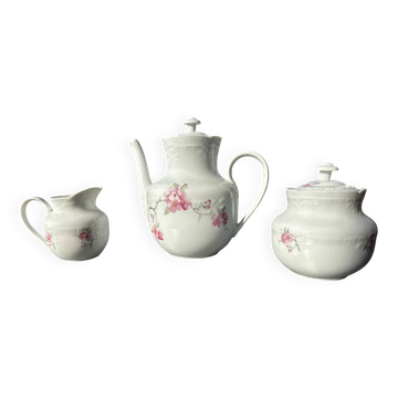 Ensemble à thé ancien en porcelaine de Limoges Chastagner, 3 pièces