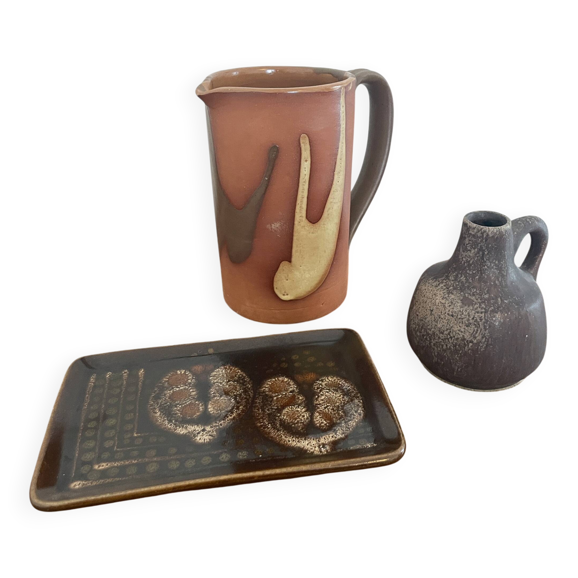 Set of 3 vintage brutalist ceramics