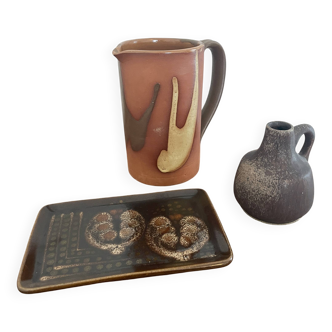 Set of 3 vintage brutalist ceramics