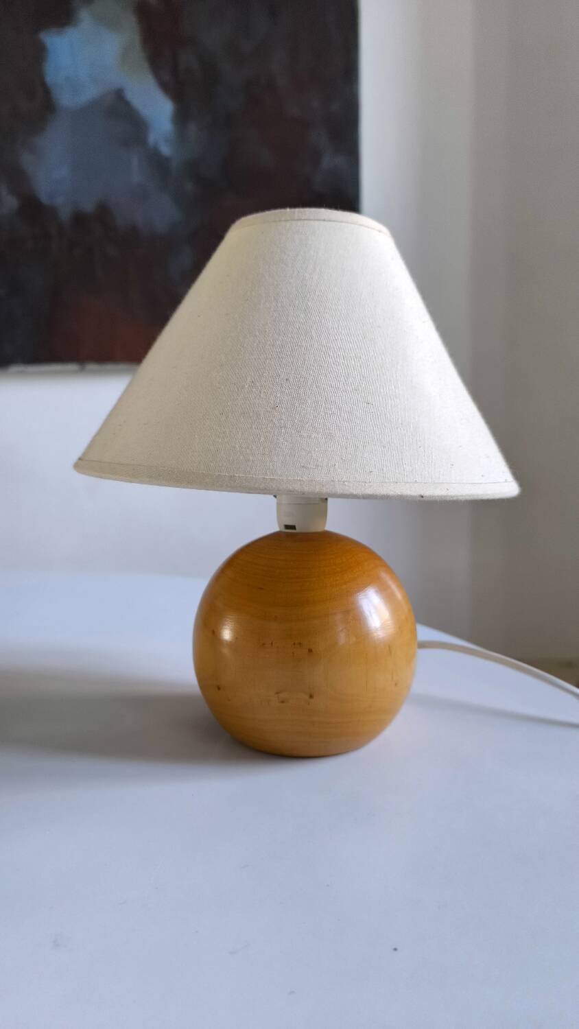 Solid walnut ball table lamp 1970