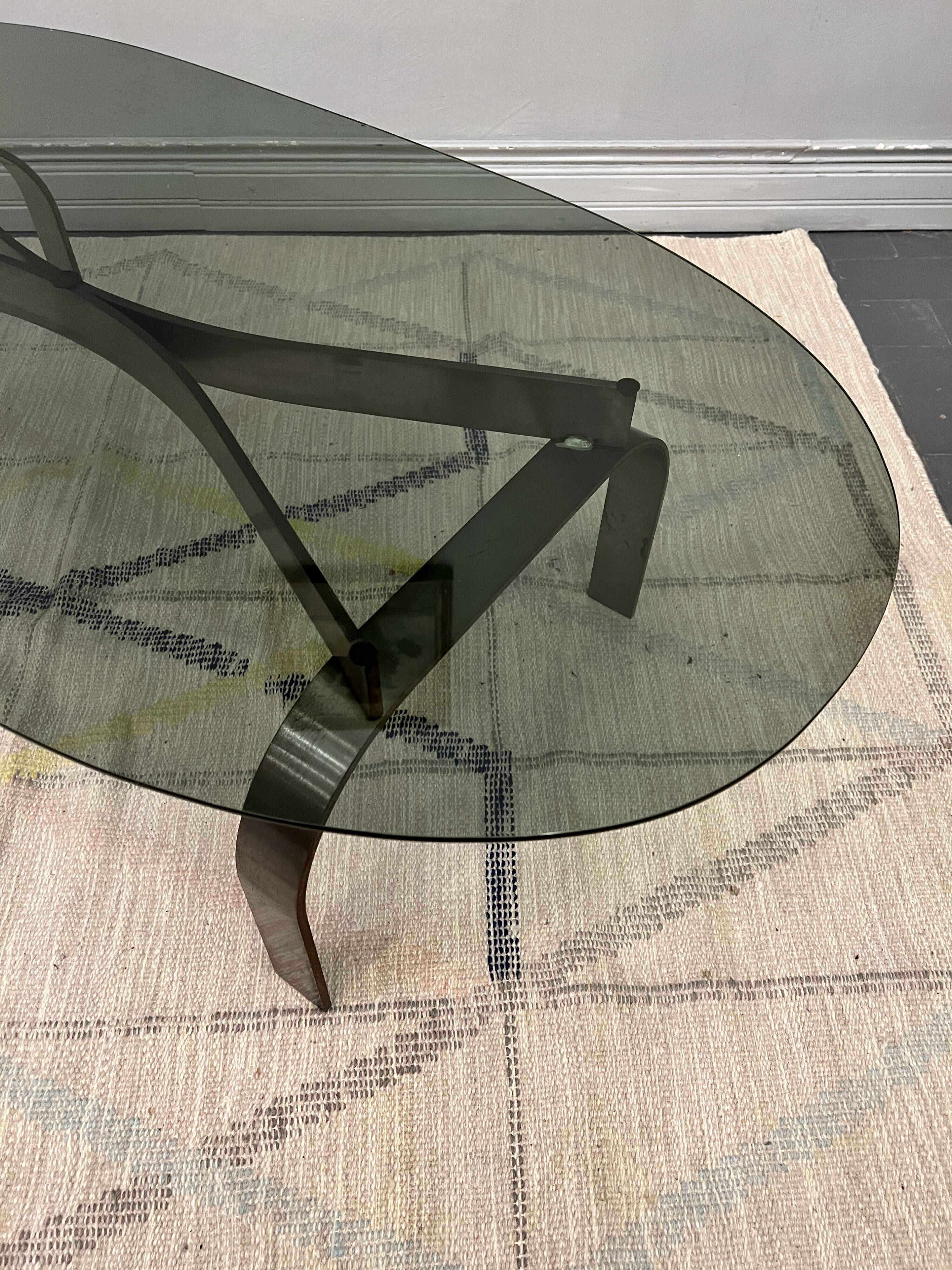 Chromed coffee table and smoked glass